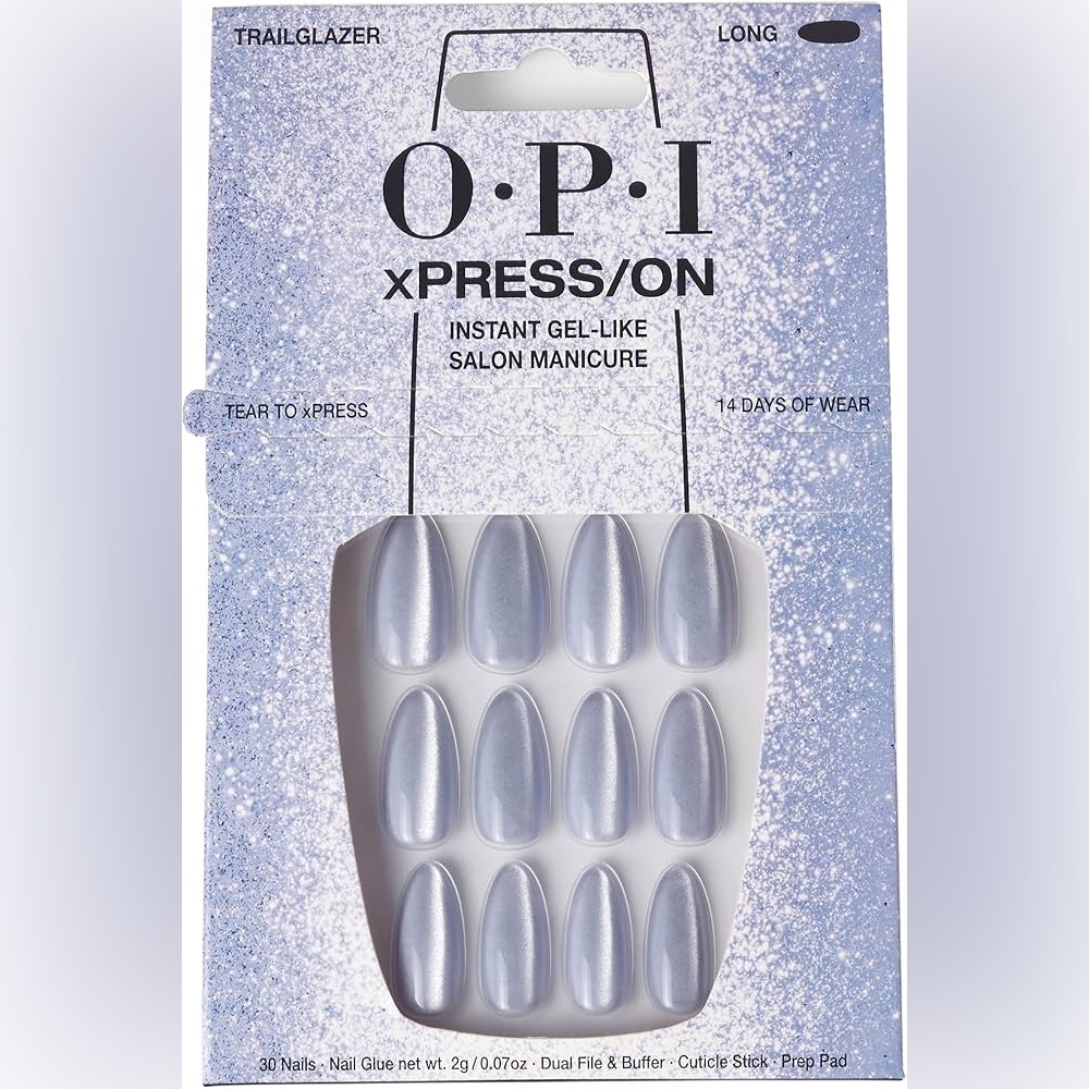 NIB OPI Press-On Gel Nails in Shimmery Slate Blue - trailglazer colour